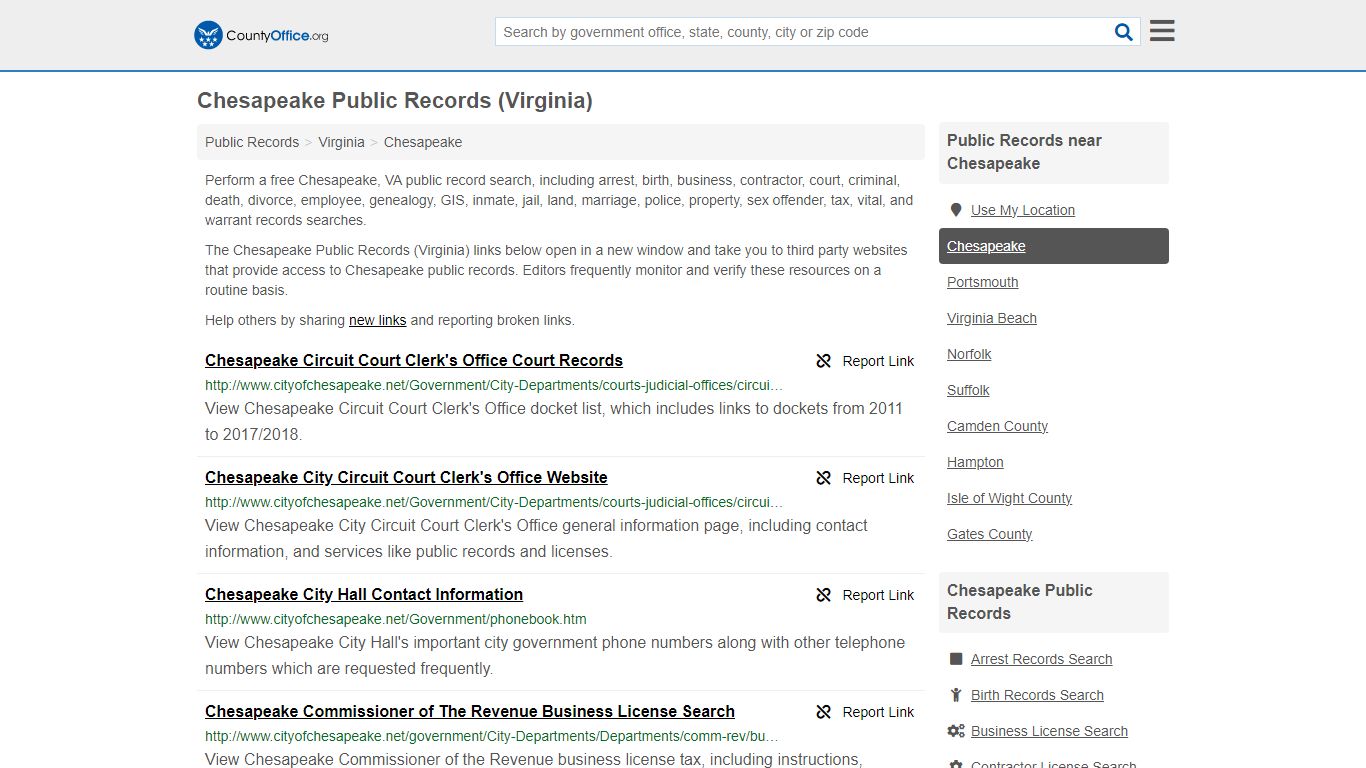 Chesapeake Public Records (Virginia) - County Office